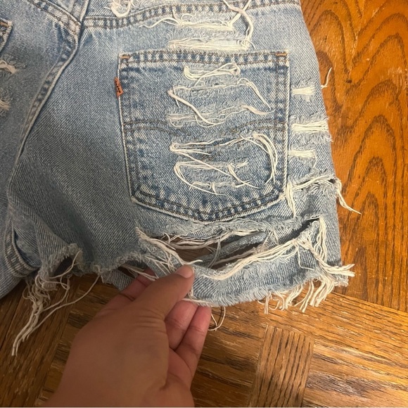 VTG Levi's Orange Tab Furst Of A Kind Heavy Distressed Cut Off Mini Shorts 30 - Picture 13 of 14